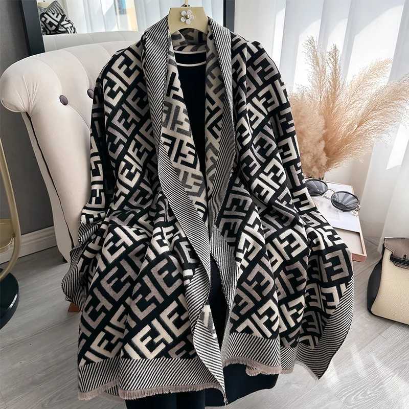 Double sided luxury vintage cashmere scarf Wens winter shawl Warm scarf shawl Thick blanket poncho Buvanda Echape X250912