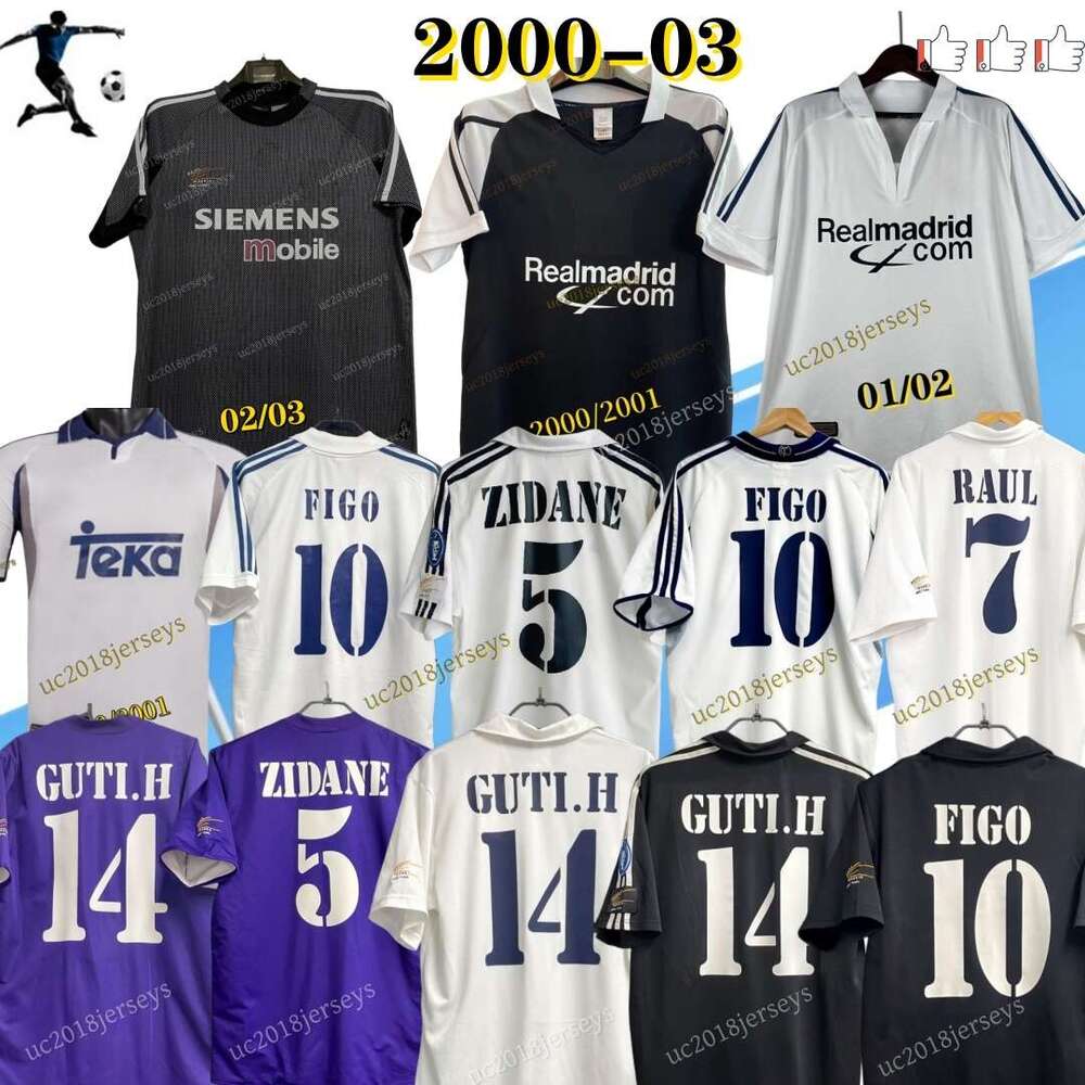 Long sleeves 2000-03 Retro Soccer Jerseys classic Real ZIDANE RAUL FIGO CARLOS GUTI.H 00 01 02 03 CASILLAS Goalkeeper home away Football Shirt