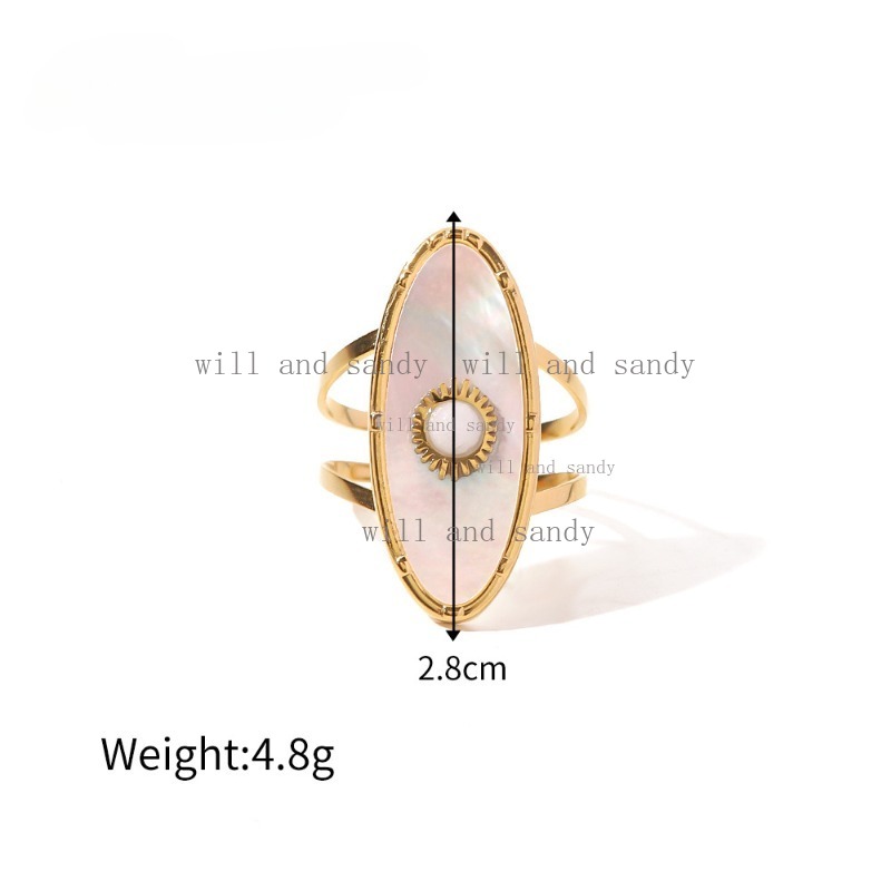 Non Tarnish 18k Gold Plated Natural Gemstone Ring Band for Women Open Adjustable Finger Tail Chunky Stacking Rings Wedding Promise Ring Wife Birthday 
