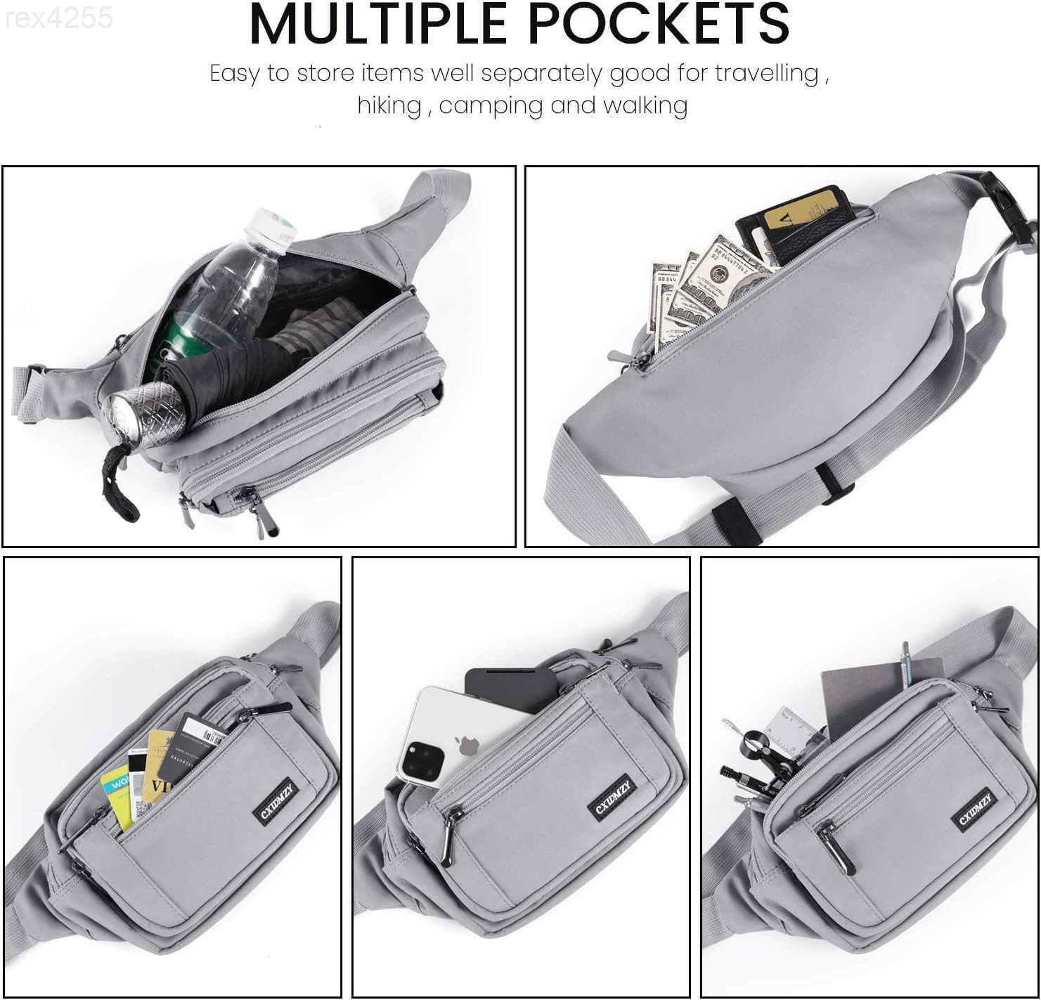 Fanny Packs For Women Men Waist Pack Hip Bum Bag with MultiPockets Large Capacity Waterproof Casual Bum Bag for traveling Casual Cycling Running Hikin