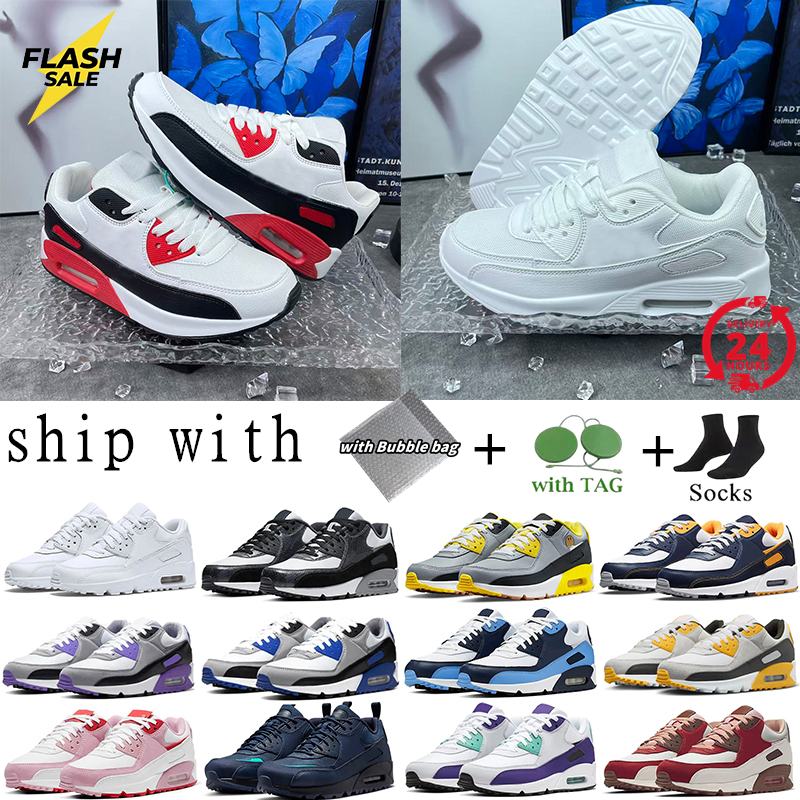 2025 designer shoes Running sneakers Men 90 Triple White Black UNC Mesh Leather womens outdoor Sports 90s Women mens shoe Trainers Sneakers 36-45