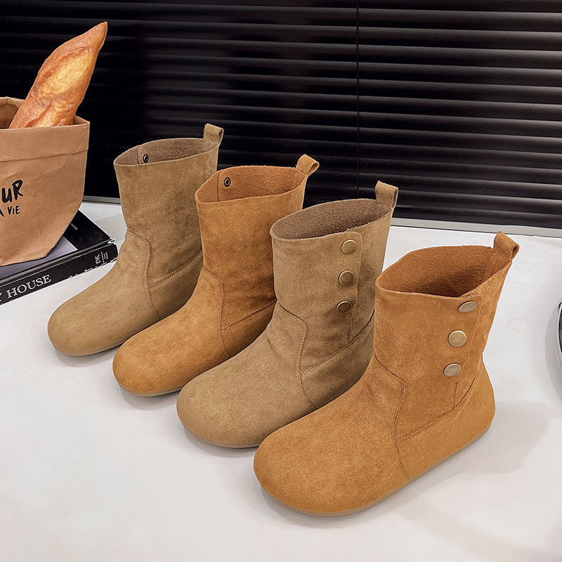 free shipping designer shoes 2025 new autumn women's versatile flat bottomed height increasing short boots fashionable and casual versatile Marti