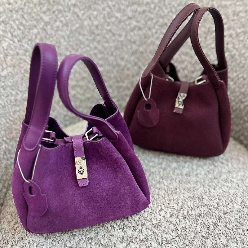 Frosted Cowhide Handbag For Women Brand High-end Basket Niche Sier Button Commuter Versatile Women's Messenger Bag