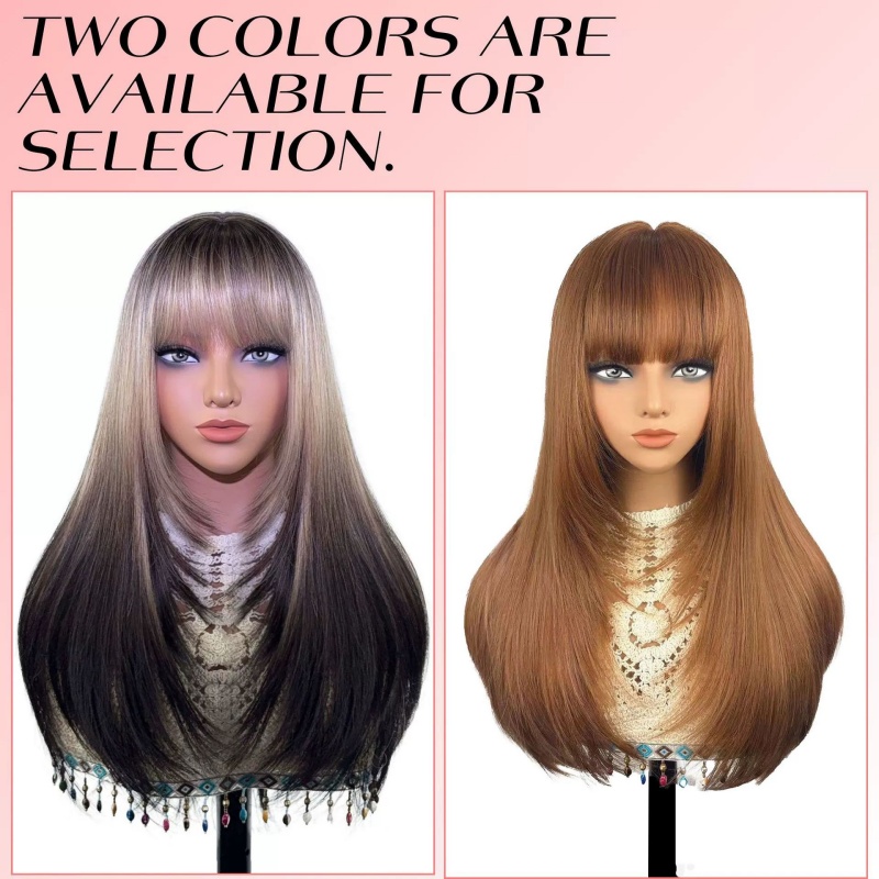 Multiple Colors 26 Inch Synthetic Wig, Full Machine Made with Hand Tied Long Straight Hair