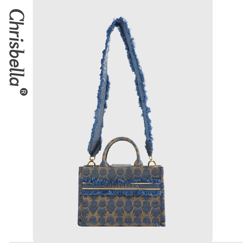 New cross-border foreign trade underarm bag, fringed women's bag, Korean style, fashionable and simple single-shoulder handbag, denim bag free sh