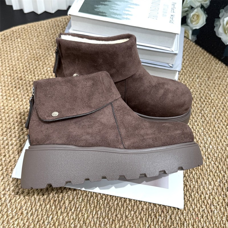 Designer shoes free shipping 2025 Winter New Versatile Boken Shoes with Velvet Warm Flat Casual Short Boots for Women brown khaki