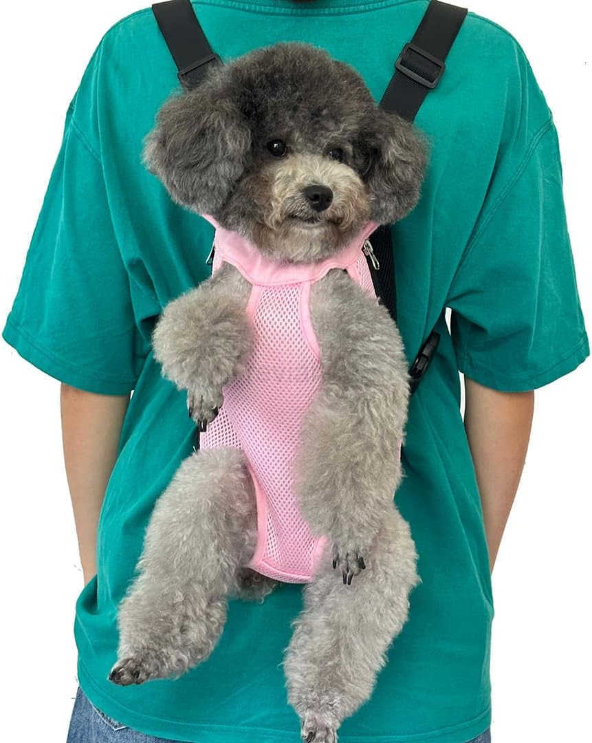 Pet Dog Carrier Backpack Portable Breathable Mesh Chest Carrier Polyester Woven Double Shoulder Pet Bag for Outdoor Adventures Purple SmallW250912