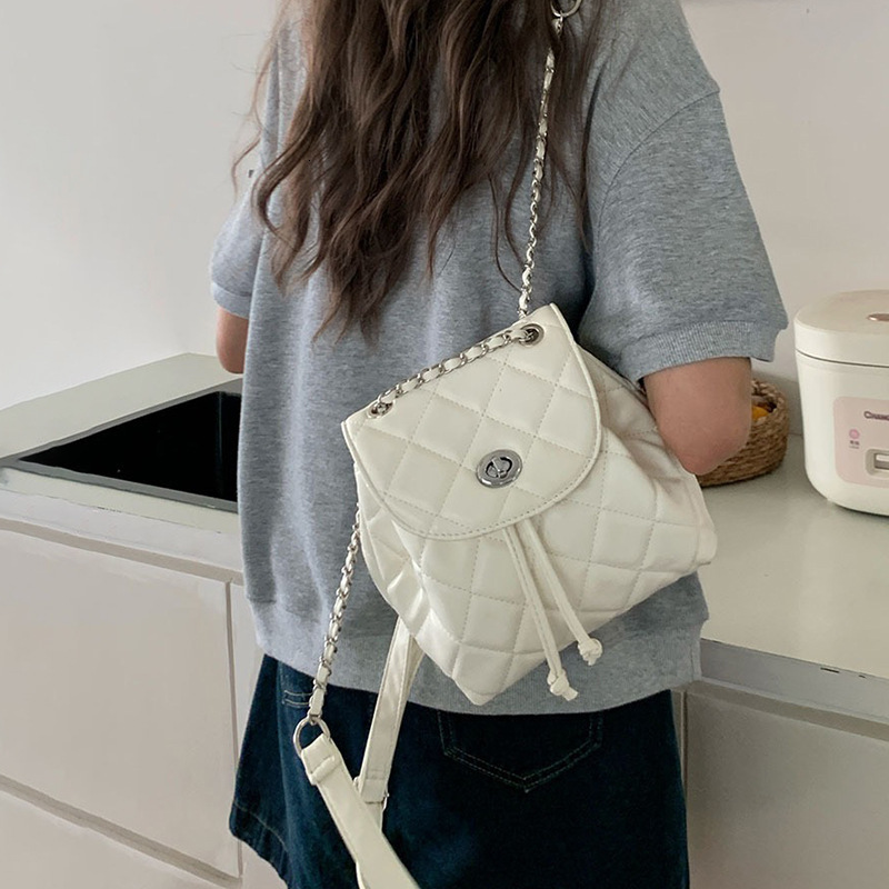 TB BHULAMTE Designer Bag Chain Quilted Backpack Simple Luxury Bag Women High-end 2025 New Summer Korean Style PU Small Backpack For Going Out