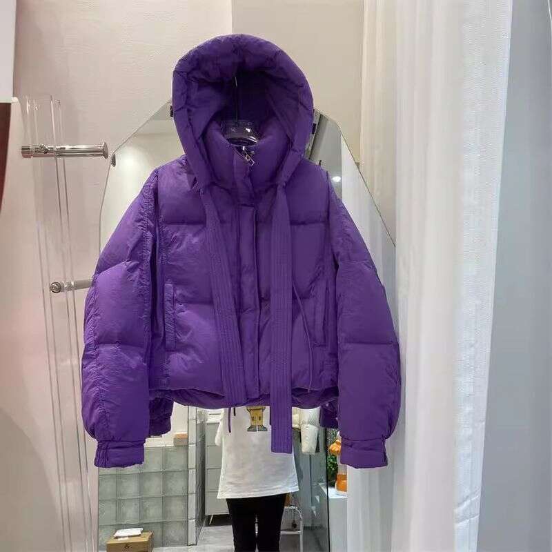 Women's Clothing Short Hooded Thickened Fashionable Small White Duck Down Jacket