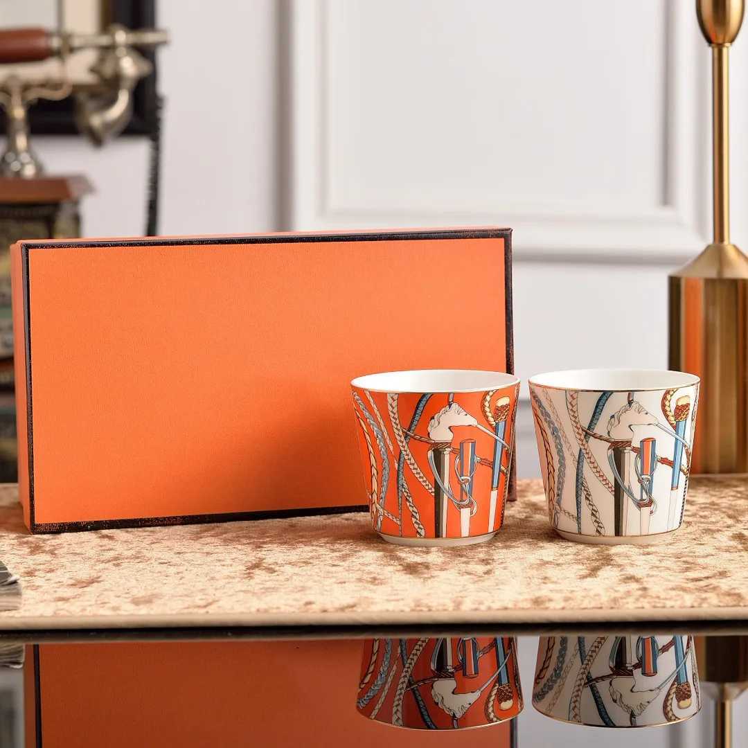 Luxury 2025 New H Family Scepter Series Coffee Cup 250ml Mosaic Handheld Couples Cup Family Breakfast Milk Cup Y250913