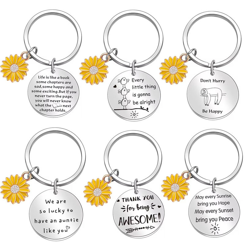 Suower suowe Daisy Pendant Friend Birthday Thanksgiving Gift Stainless Steel Keychain