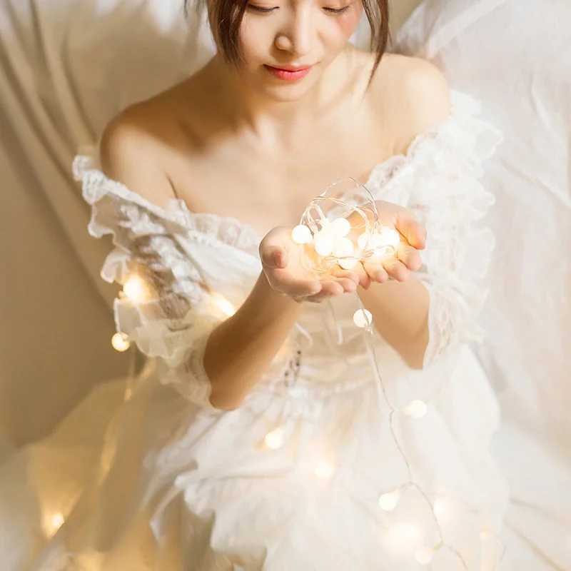 LED Ball Garland Lights Fairy String RGB Waterproof Outdoor Lamp Christmas Holiday Wedding Party Lights Decoration C250912