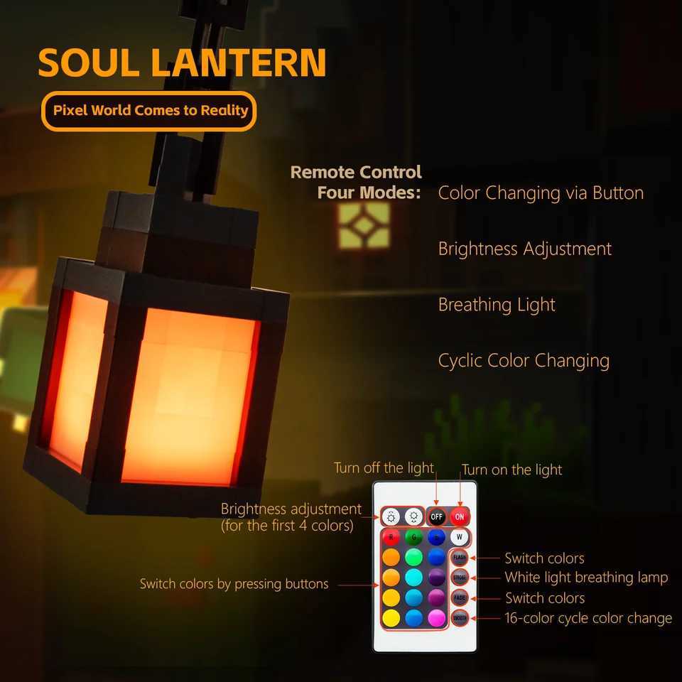 Pixel Style Night Light Portable Lantern Tabletop Ornament 16 Colors Lantern DIY Interior Decoration Festival Atmosphere Light C250912