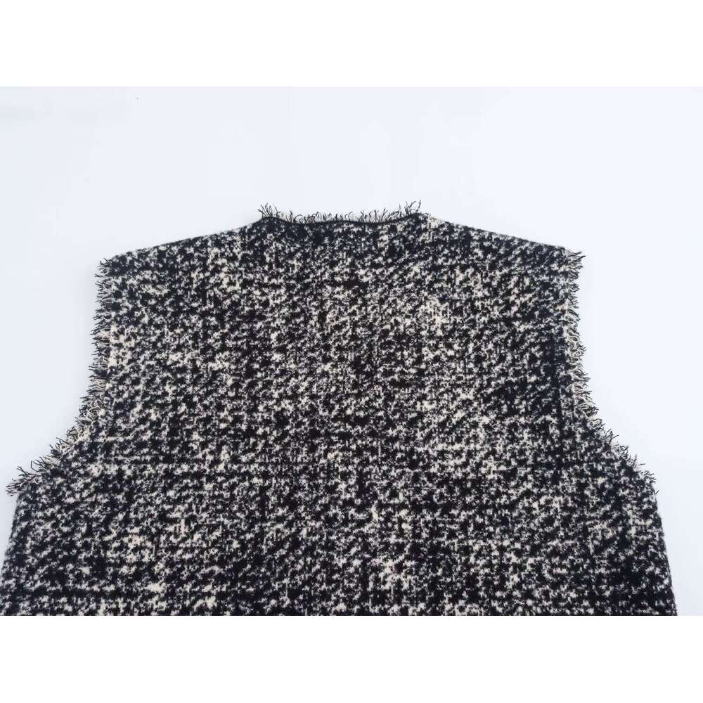 DHEssentials French Style Small Fragrance Tassel Fashionable Chic Dot Fringe Sleeveless Vest Cardigan