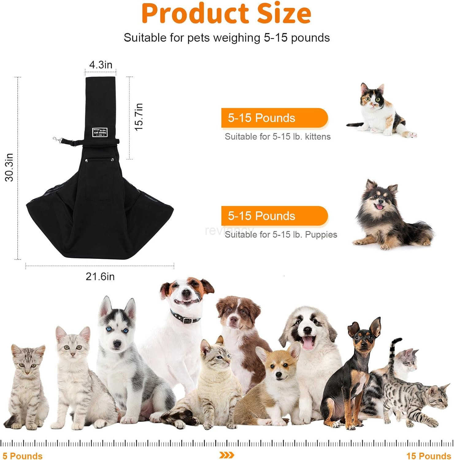Dog Carrier Sling Cat Sling Carrier Small Dog Sling Carriers for 015 lbs Hands Free Puppy Carrier Sling Crossbody Pet Carrier for Travel Breathable Pa