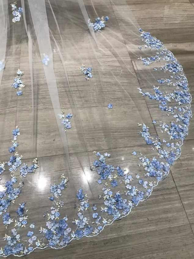 Graceful Bridal Veils Women One-Layer Appliques Lace Edge With Comb White/Ivory/Champagne Wedding Dress Velo De Novia Customized