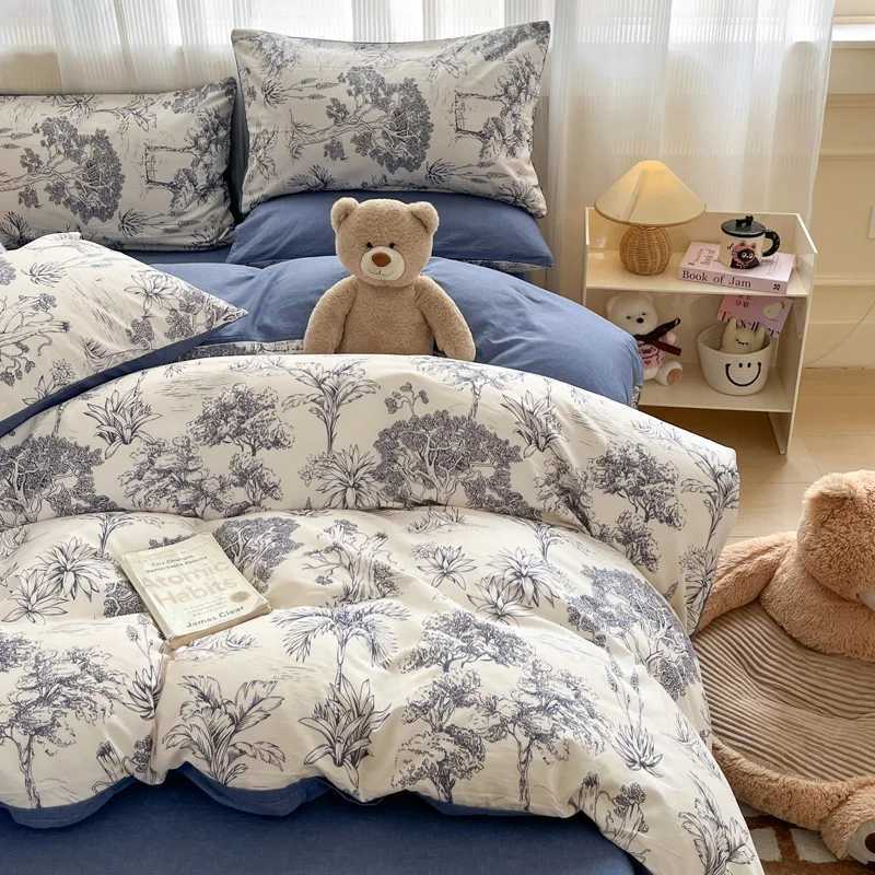 Solid INS Style Bedding Set For adults kids pink cotton fitted Flat Sheet With Pillowcases Colorful King Queen Full size X250912