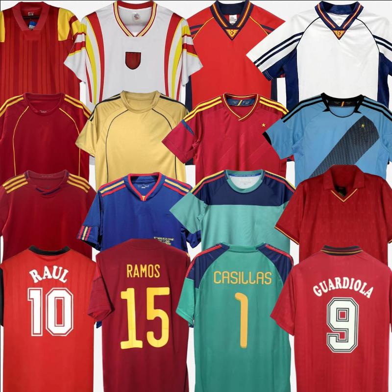 Final Spain Retro Soccer Jerseys Casillas 2010 2008 2012 vintage jersey Ramos Raul Iniesta ALONSO Guardiola 92 94 96 1998 football shirt 25 26 home away TORRES Hierro