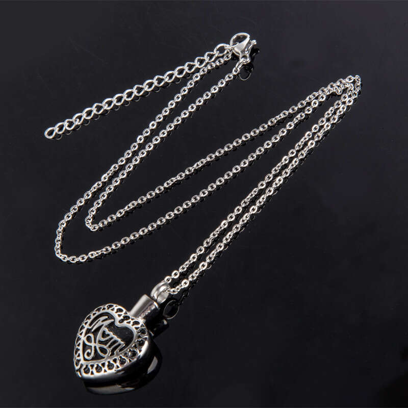 Stainless Heart-Shaped Openable Titanium Steel Pendant Commemorative Mom Son Loved One Urn Perfume Bottle Necklace