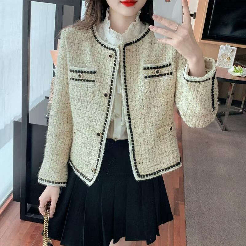 DHEssentials Tweed Chanel Style Autumn Jacket for Women 2025 New Design Sense Niche Versatile Cardigan Top