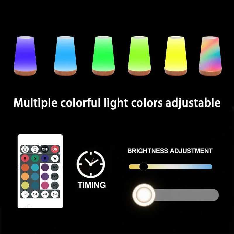 Table Lamp Bedside Light For Bedroom Color Modes Remote Control Touch Dimmable USB Rechargeable Portable Night Lamp C251122