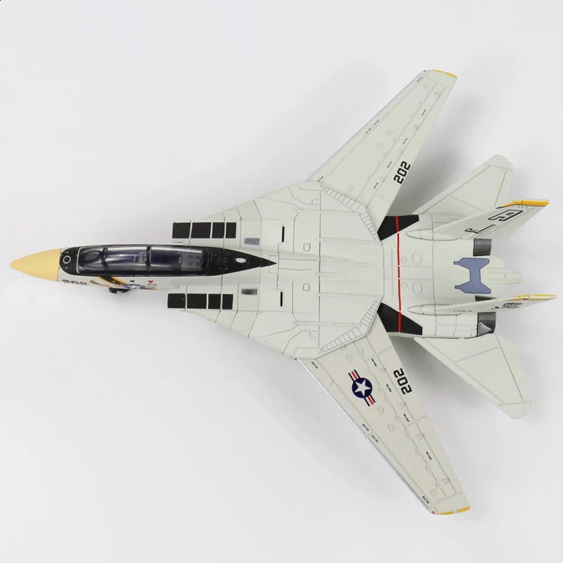 172 Scale F14 Tomcat Fighter Jet Model White Black ABS Plastic Aircraft With Detailed 1024inch Length 250911