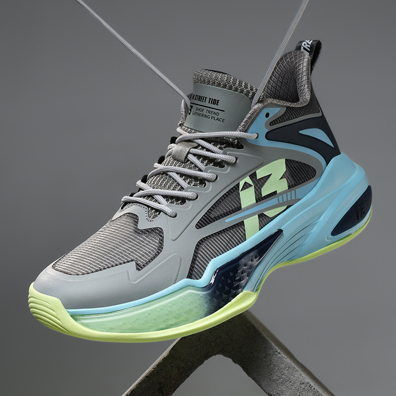 Free Shipping Practical basketball shoes with high top mesh breathable wear-resistant anti slip sports shoes high school basketball training shoes for