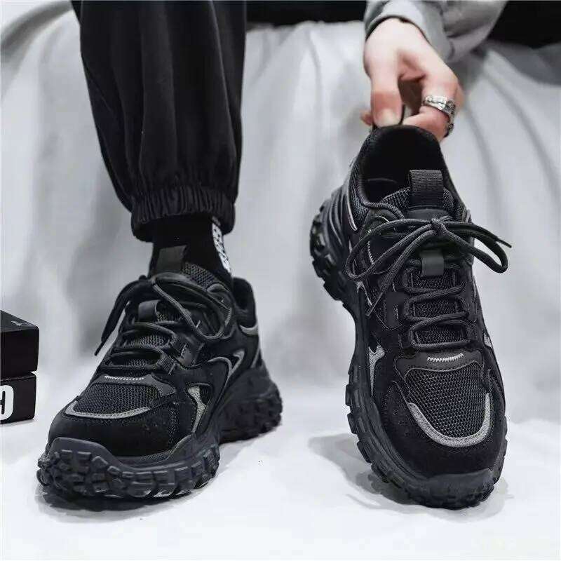 Men's spring breathable mesh sports thick sole non slip casual running simple comfortable trendy shoes
