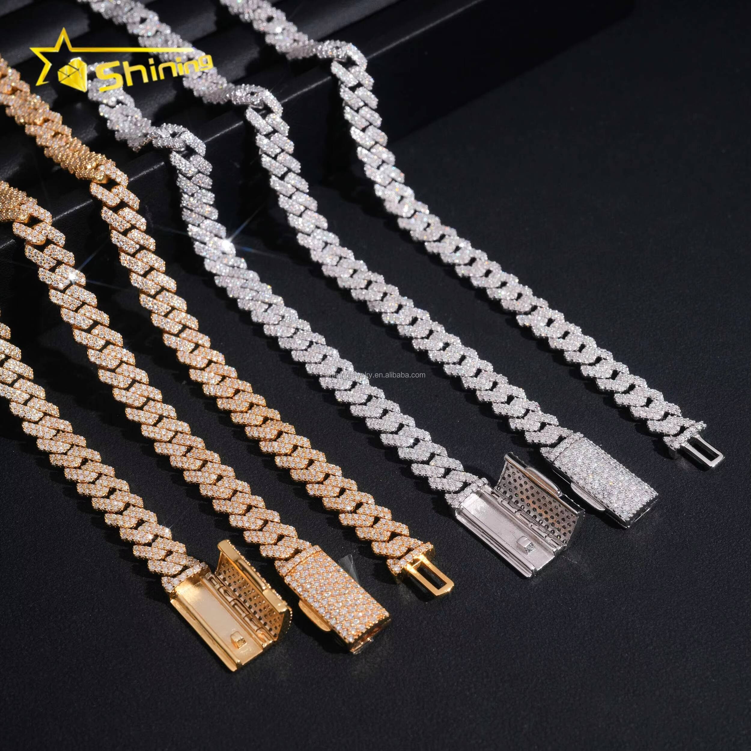 Bulk Stock Wholesale Price Prong Setting GRA Certificate S925 8mm Iced Out VVS Moissanite Miami Cuban Link Chain Bracelet Set