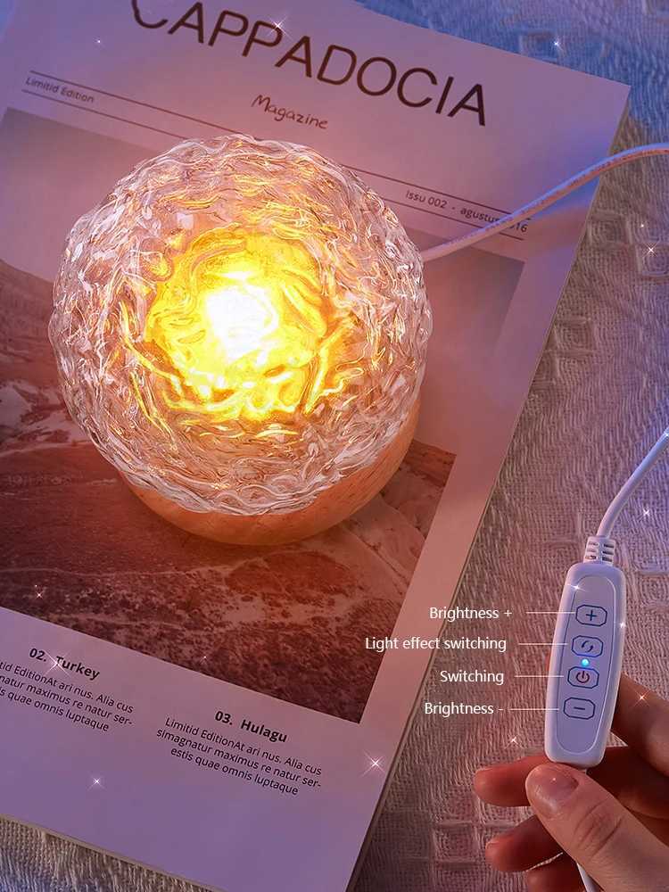 2025 New Water Ripple Projector Night Light Crystal Mood Lamp Home Bedroom Decorative Aesthetic Christmas Gift INS Sunset Lights C251122