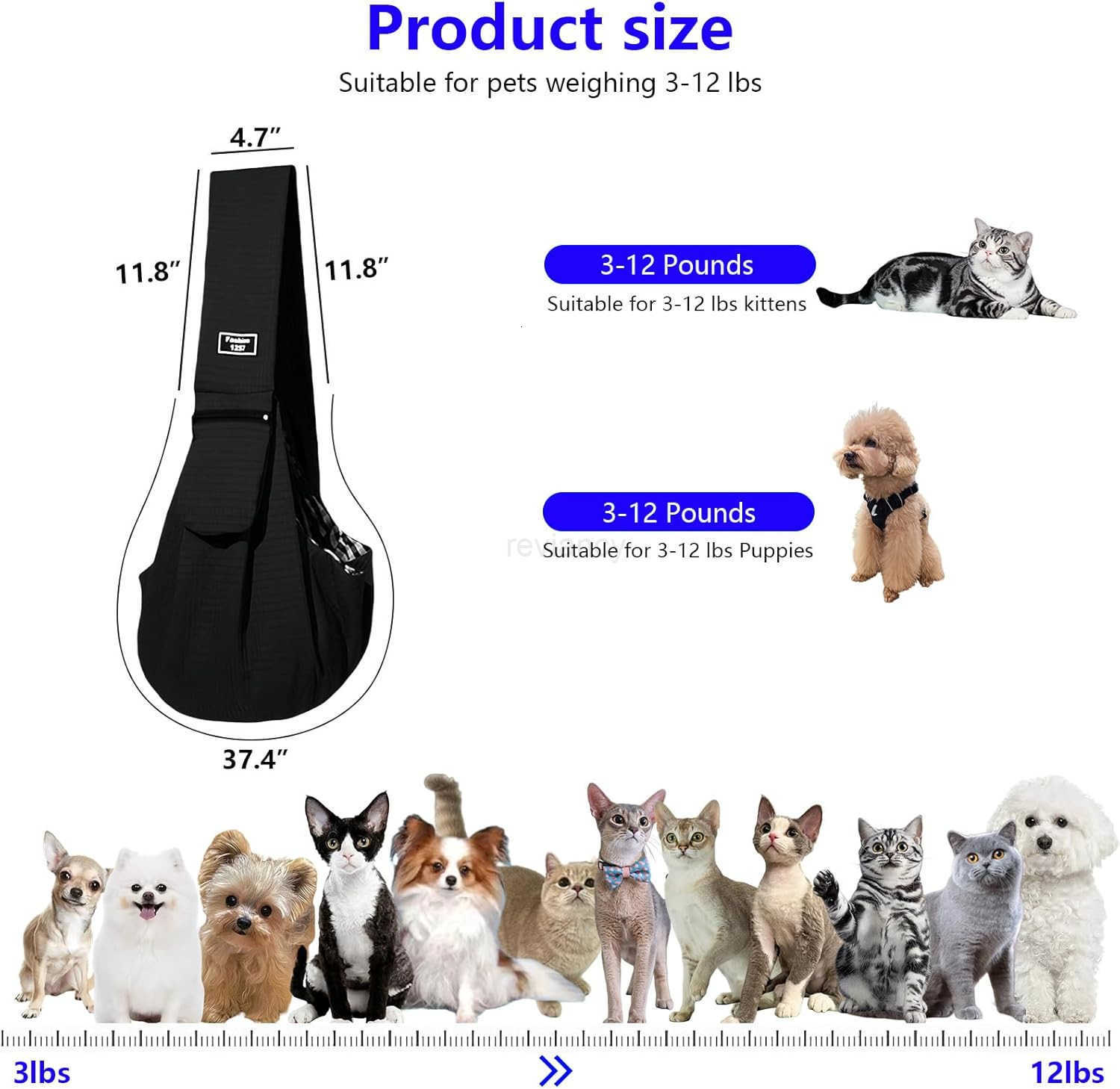 Dog SlingDog Slings for Small Dogs for 312 lbsPuppy Sling Made of Waterproof and AntiStatic Fabric Cat Sling with Storage Bag AntiDetachment Make It E
