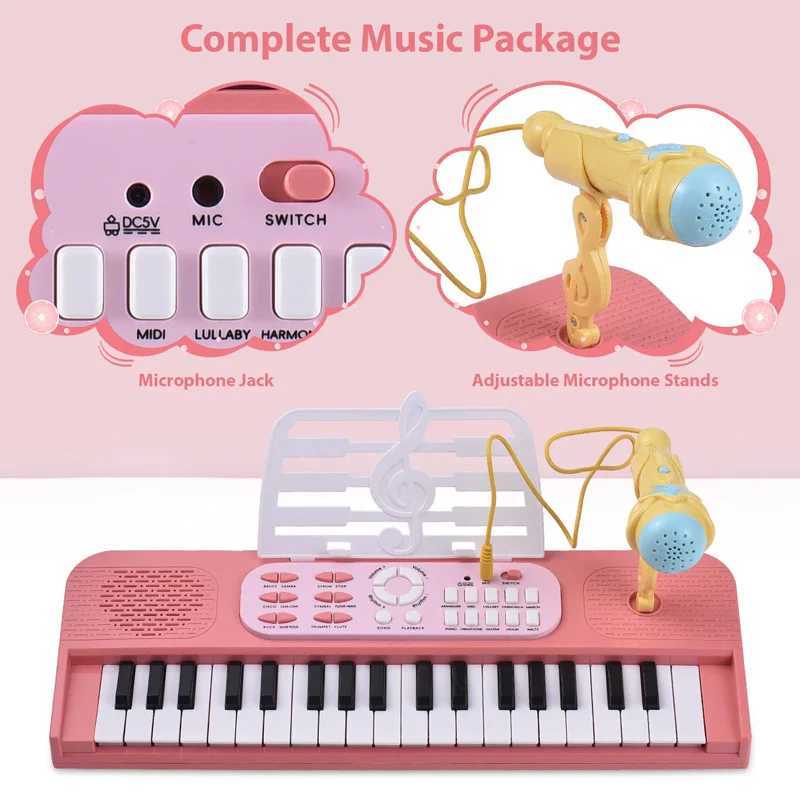 New 37key Electronic Piano Toy with Music Stand Microphone Childrens Beginner Piano Keyboard Educational Toy Birthday Gift C250912
