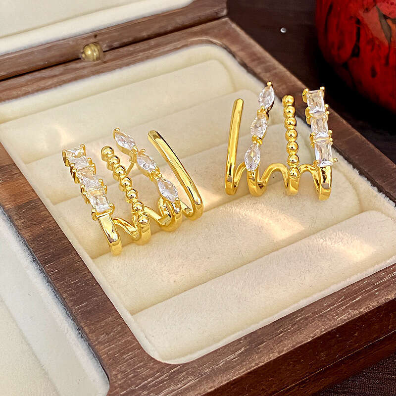 2025 New Atmosphere Horse Eye Zircon High-End Unique Hoop Earrings for Women with a Sense of Design