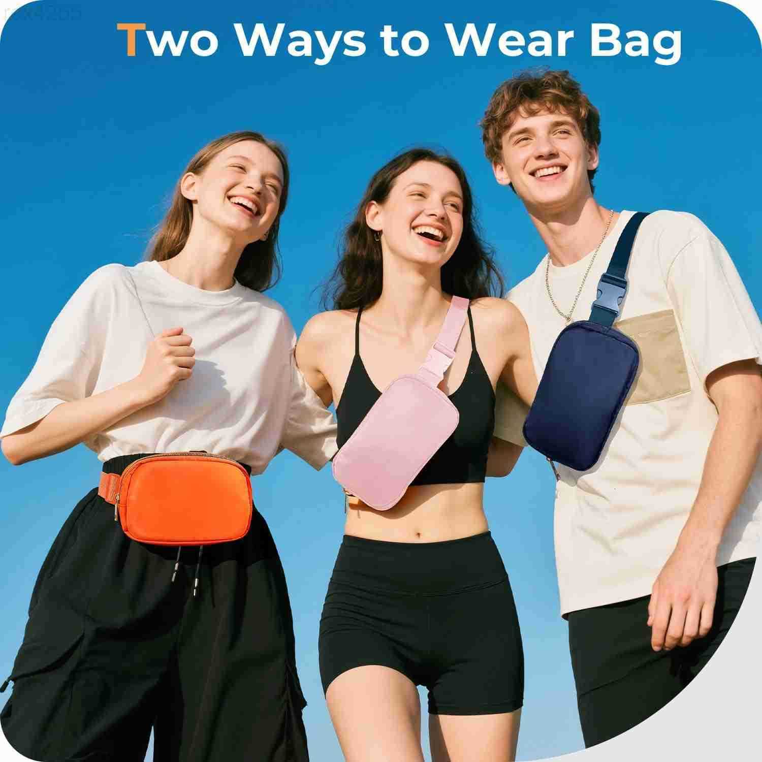 Bag Zipper Fanny Pack Crossbody Bags for WomenFashion Nylon Waist Packs Water Repellent Two Way wear with Adjustable Strap Gifts for Teenage Girls Wom