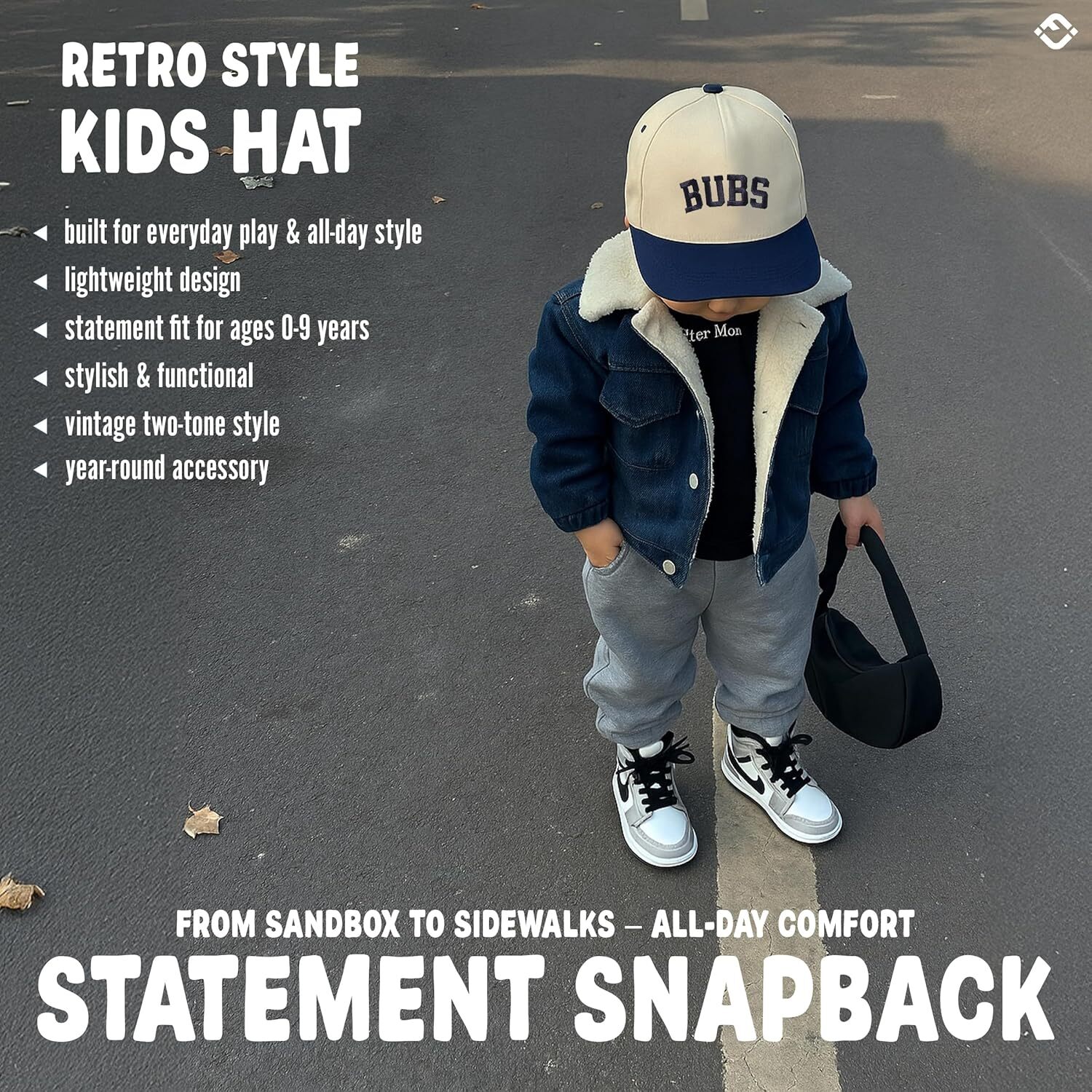 Fashion Premium Kids Trucker Hat Vintage Snapback Baseball Cap Toddler Designs, Infant Sizes