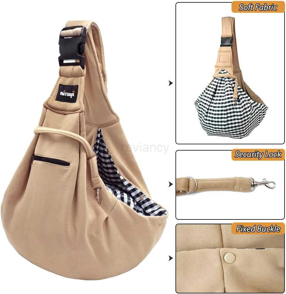 Small Dog Carrier Sling Cat SlingAdjustable Strap Hand Free Pet Puppy for Outdoor Traveling Subway ApricotW250912