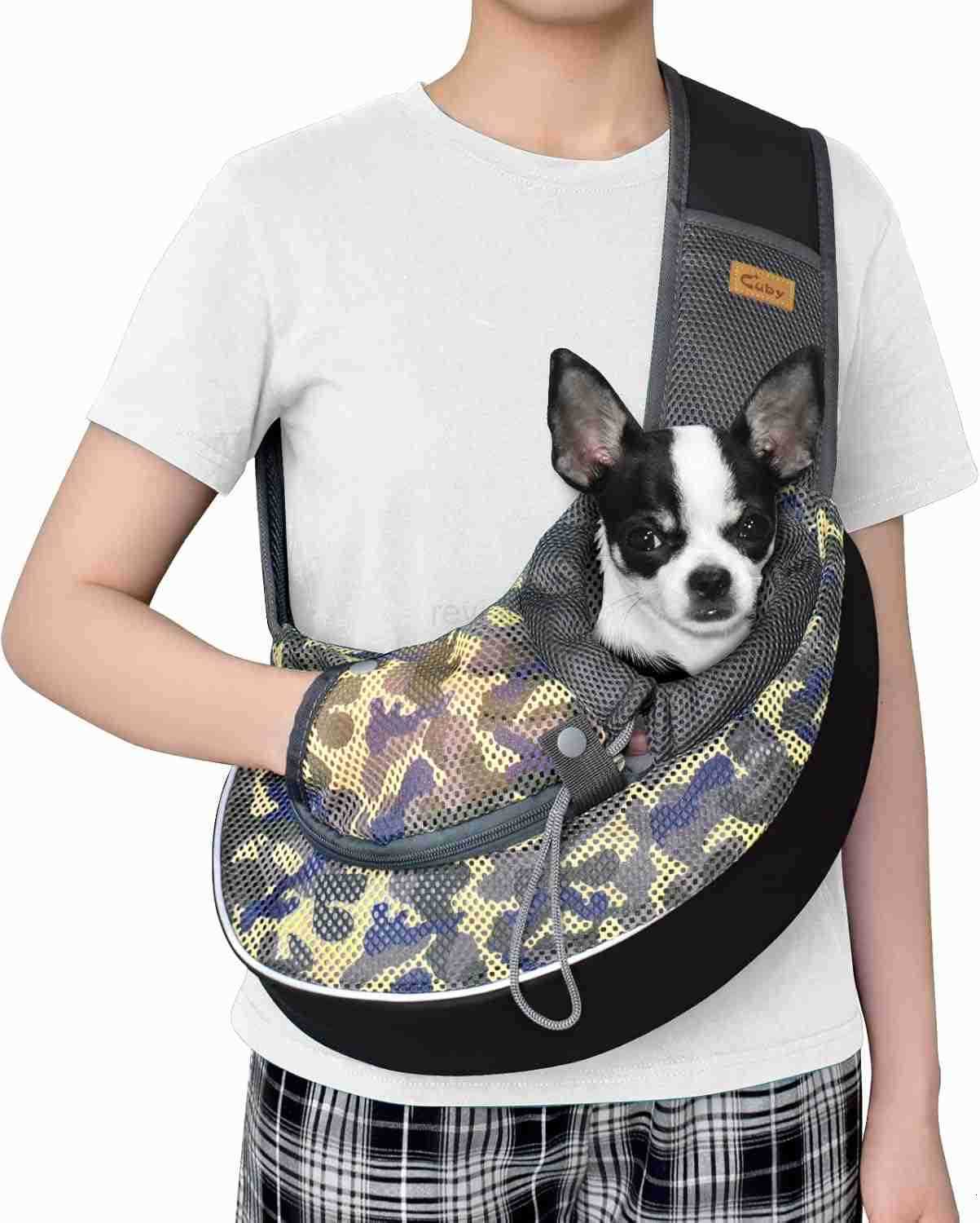 Pet Sling Carrier for Small Dogs CatsDrawstring Zipper Security Hook Triple Designs for Pets Securty Dog BagBreathable Travel Pet Puppy Sling Carrier 