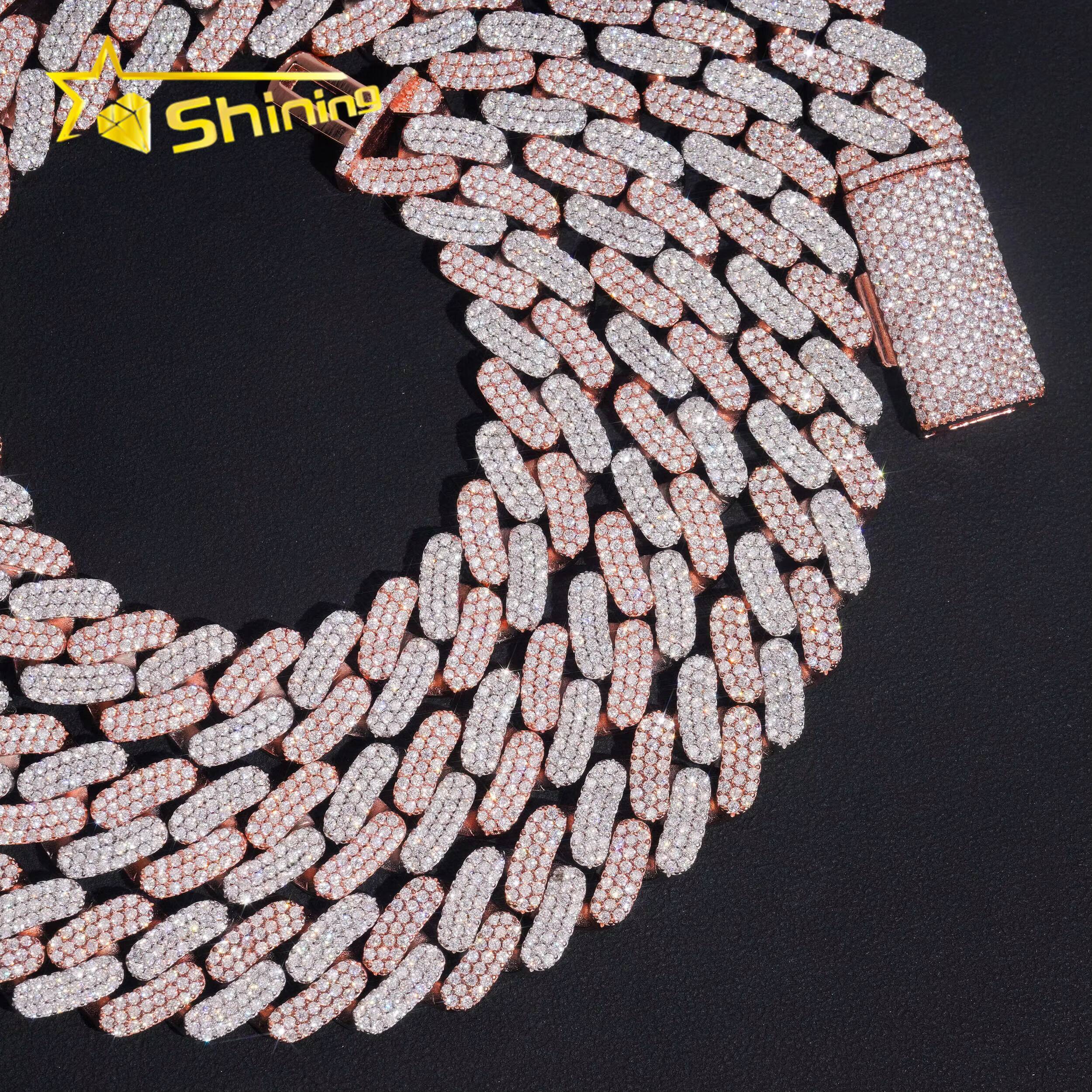 Pass Diamond Tester Hip Hop Jewelry 16mm 3 Rows 925 Sterling Silver Men Necklace Miami Iced Out Moissanite Cuban Link Chain