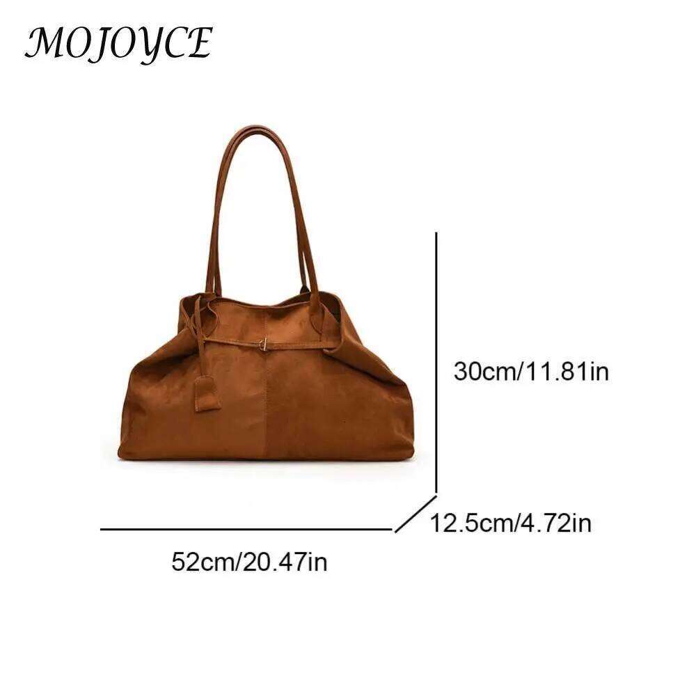 Women Suede Tote Solid Color Shoulder Large Capacity Handbag Trendy Satchel Bag For Work Travel Shopping