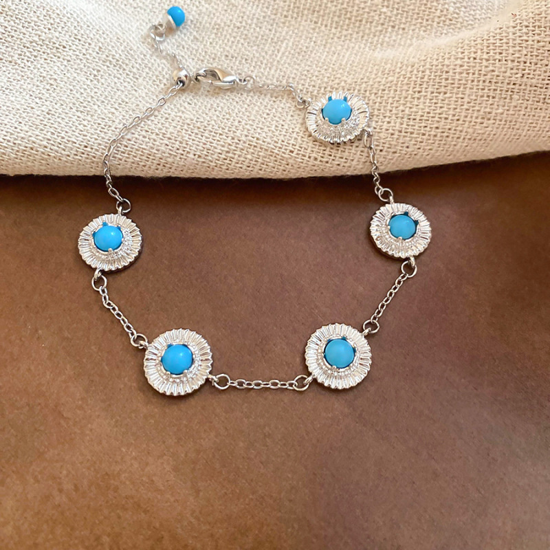 Silver - Toned Bracelet With Pink Gemstone And Rhinestone Circle Accents Delicate Daily & Charming Jewelry Gift For Her Elegant And Dainty Accessory