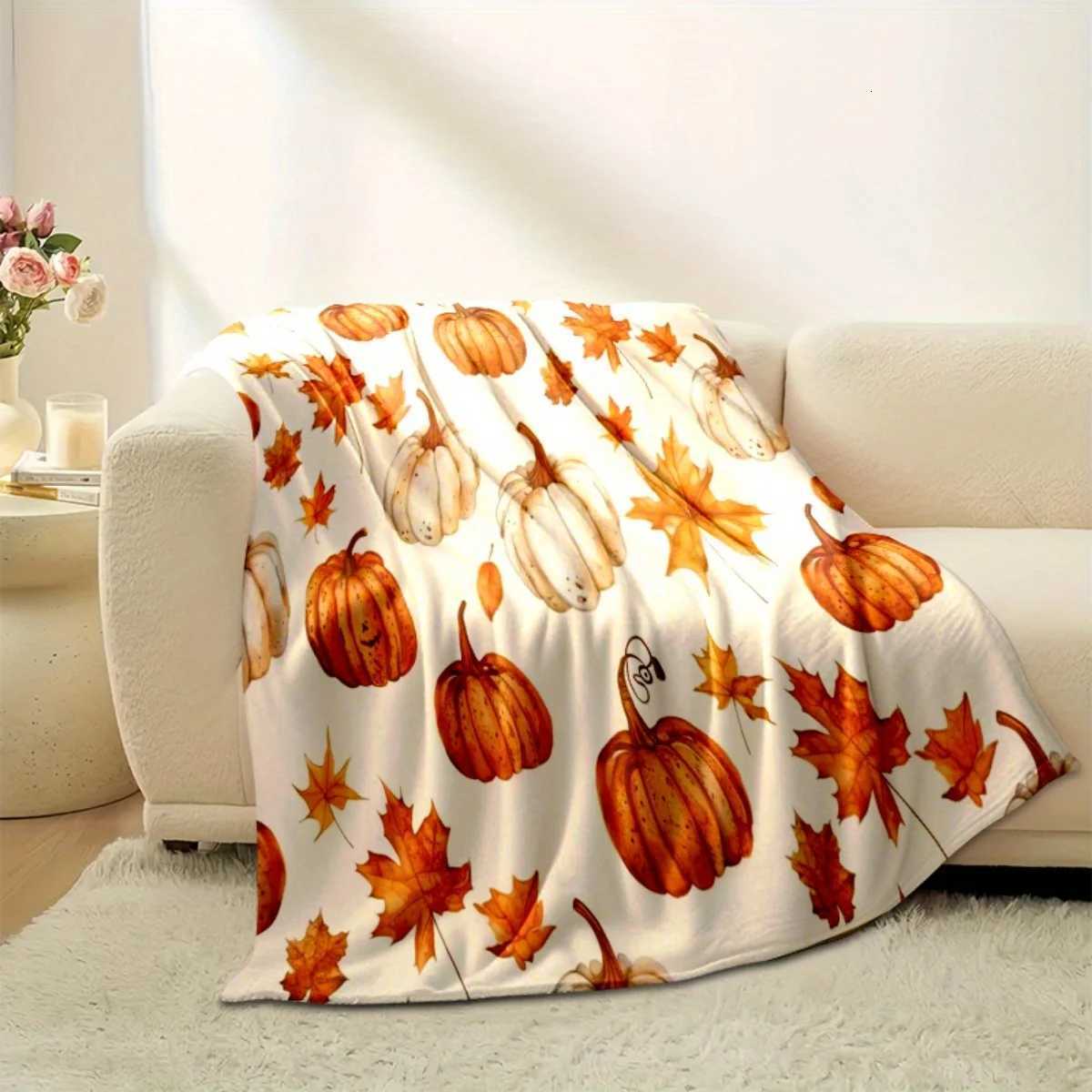 1 Thanksgiving Throw Blanket Cozy Pumpkin Turkey Autumn Leaves and Thanksgiving Design Sofa Bed Perfect for Fall Home DecorXJ250912