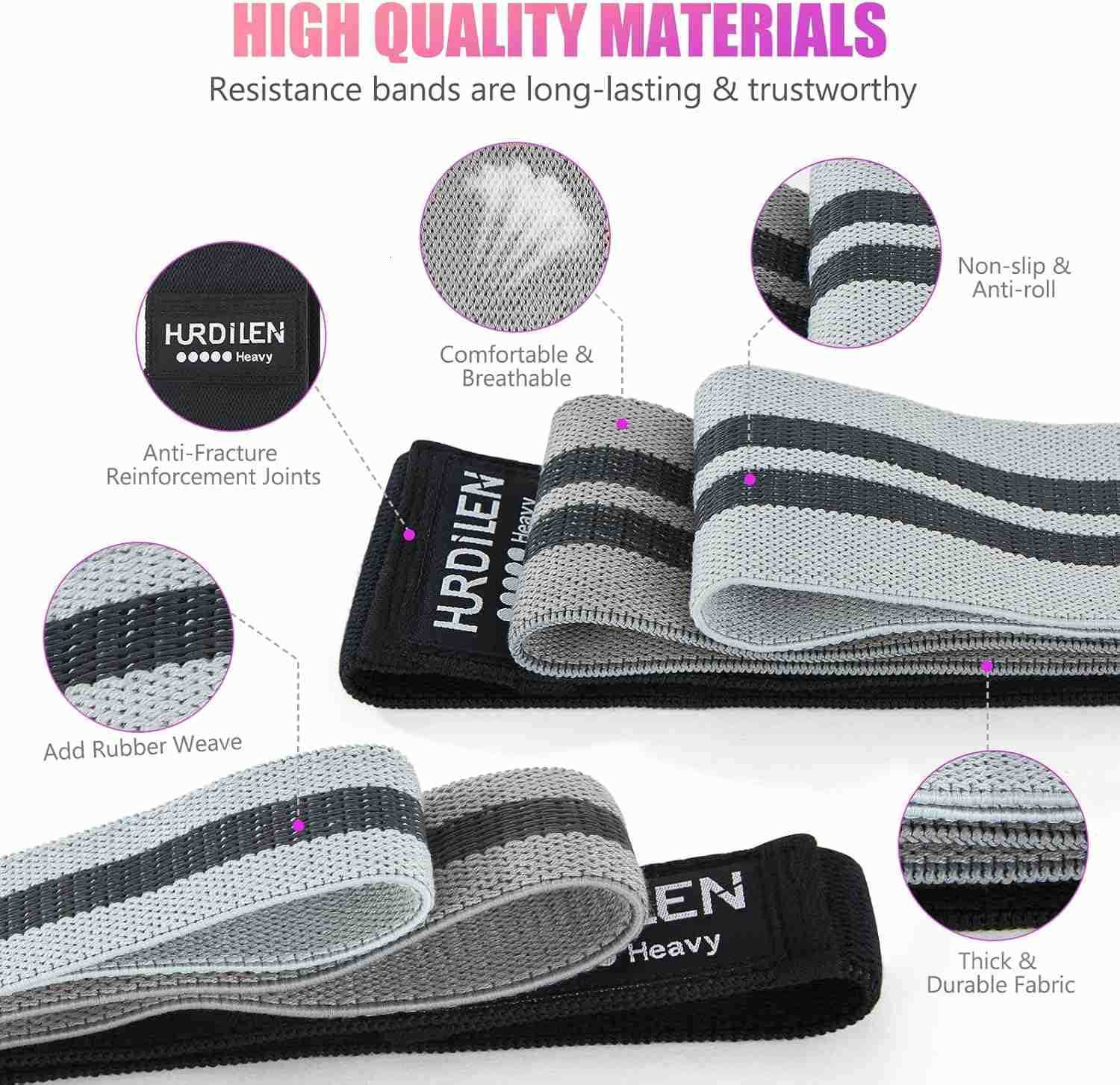 Resistance Bands for Working Out Set 3 Pcs Pull Up Bands and 3 Pcs Assistance Bands with Door Anchor for Legs Glutes Hip Fabric Loop Bands Workout Ban