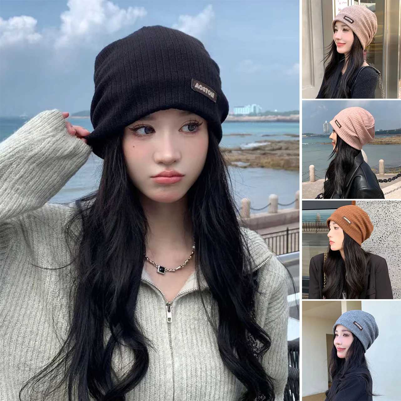 Wen Knitted Baggy Beanie Solid Color Autumn Winter Warm Hat Casual Ladies Girl Ear Protection Slouchy G250910