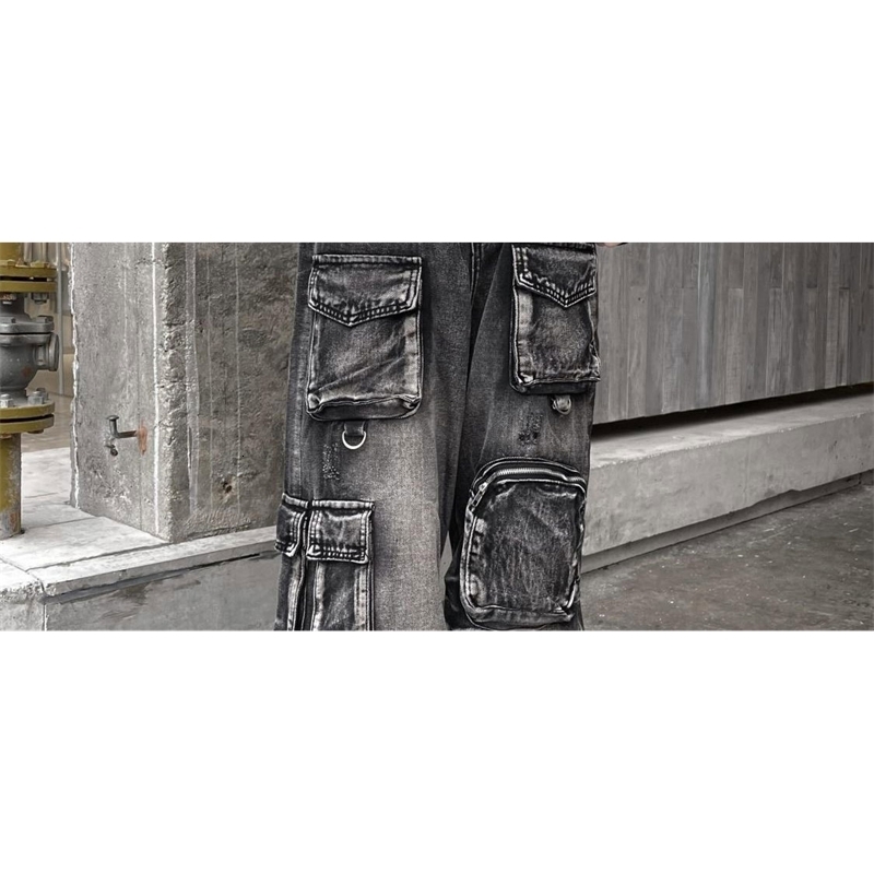 Autumn Winter Womens Denim Cargo Pants Harajuku Y2K Japanese Baggy Grunge Jeans Wide Fit Men Punk Goblin Core 250911