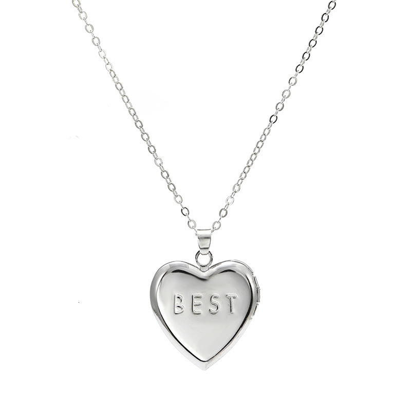 DIY Accessories Photo Box Heart Shape Engraving Best Hot Item Pendant Openable Necklace Women's Jewelry