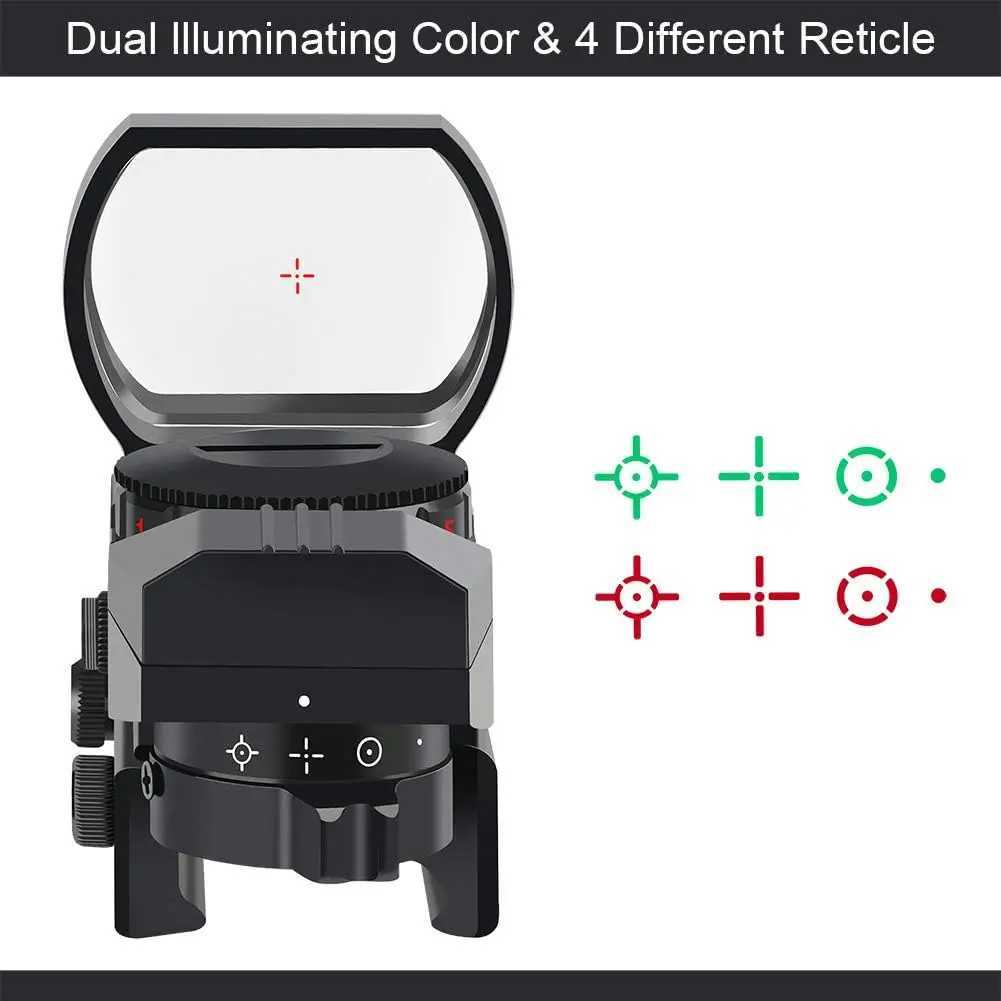Red Green Dot Gun Sight Scope Reflex Sight 4 Adjustable Reticles Holographic Optic with 20mm Rail Mount C250912