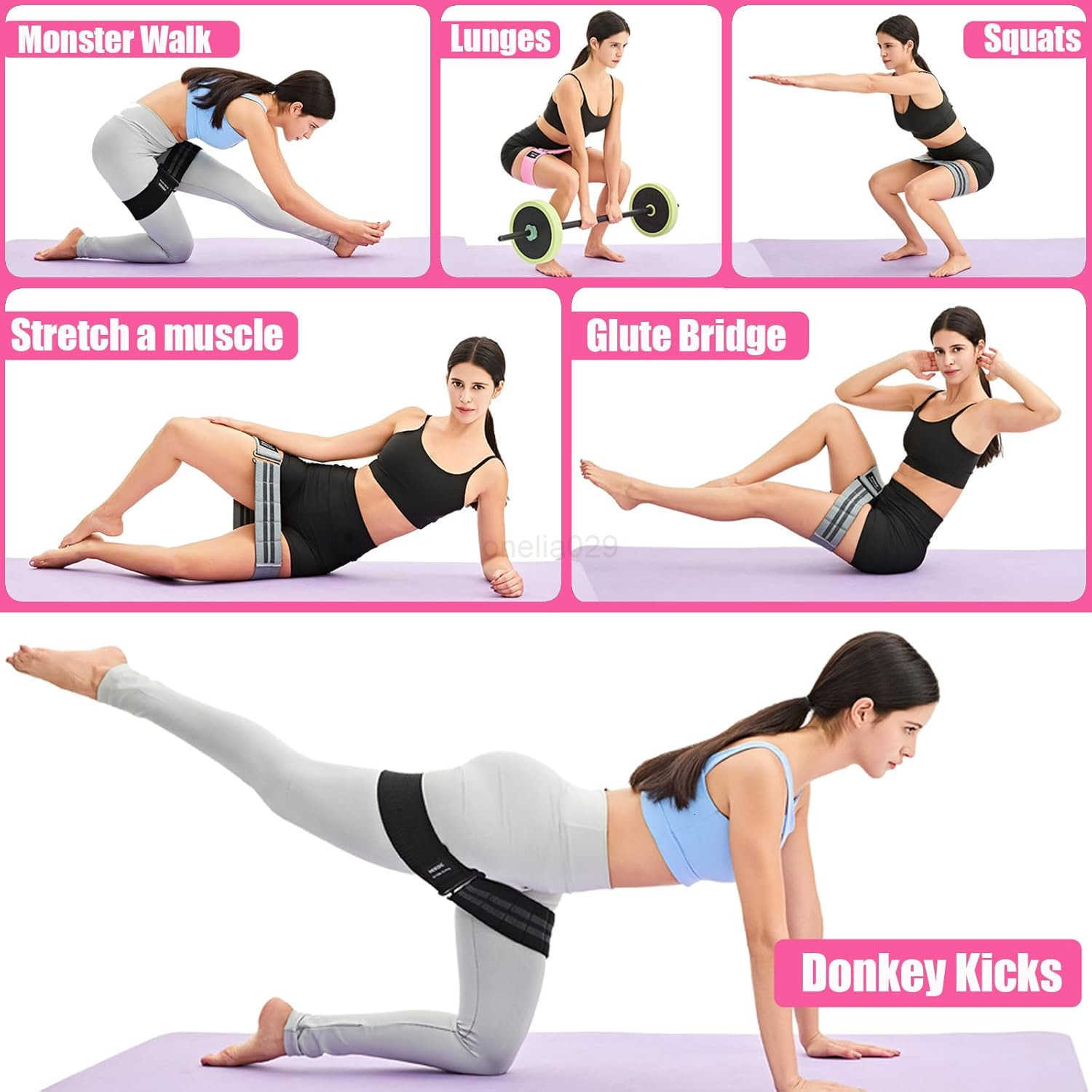 Adjustable Fabric Resistance Bands for Squats Glutes Legs 5 Levels of Customizable Size Width Tension NonSlip Booty Bands for Men and Women Pilates Yo