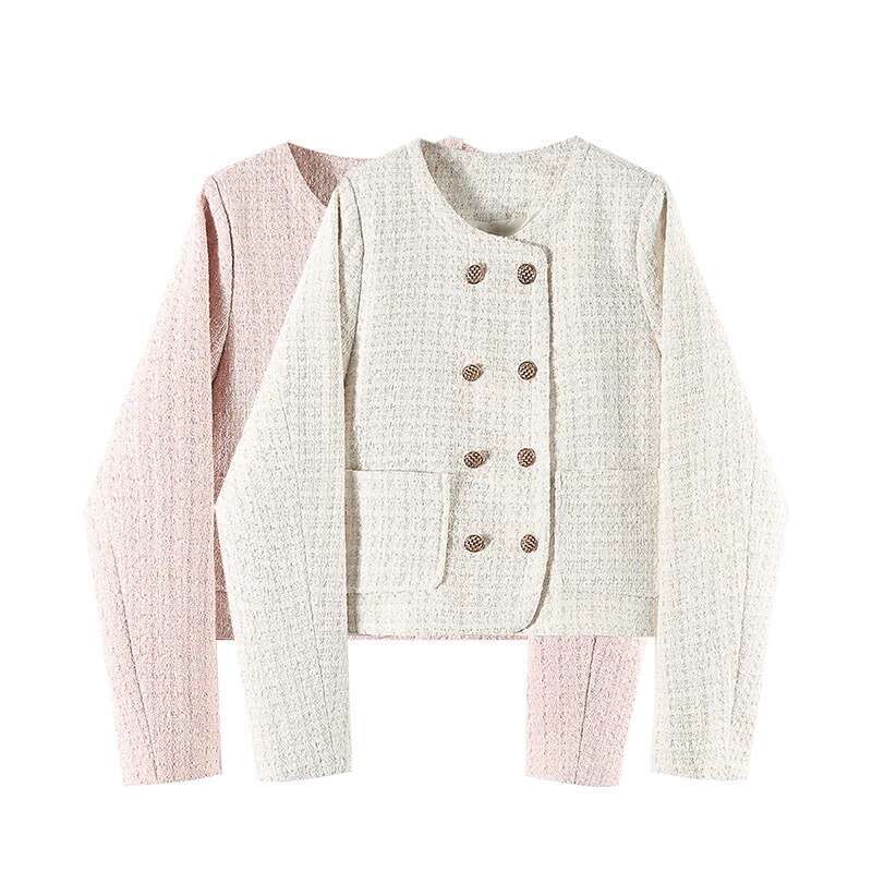 DHEssentials Chanel Style Coat Women's Autumn 2024 New Design Short Tweed Long Sleeve Versatile Top Trendy