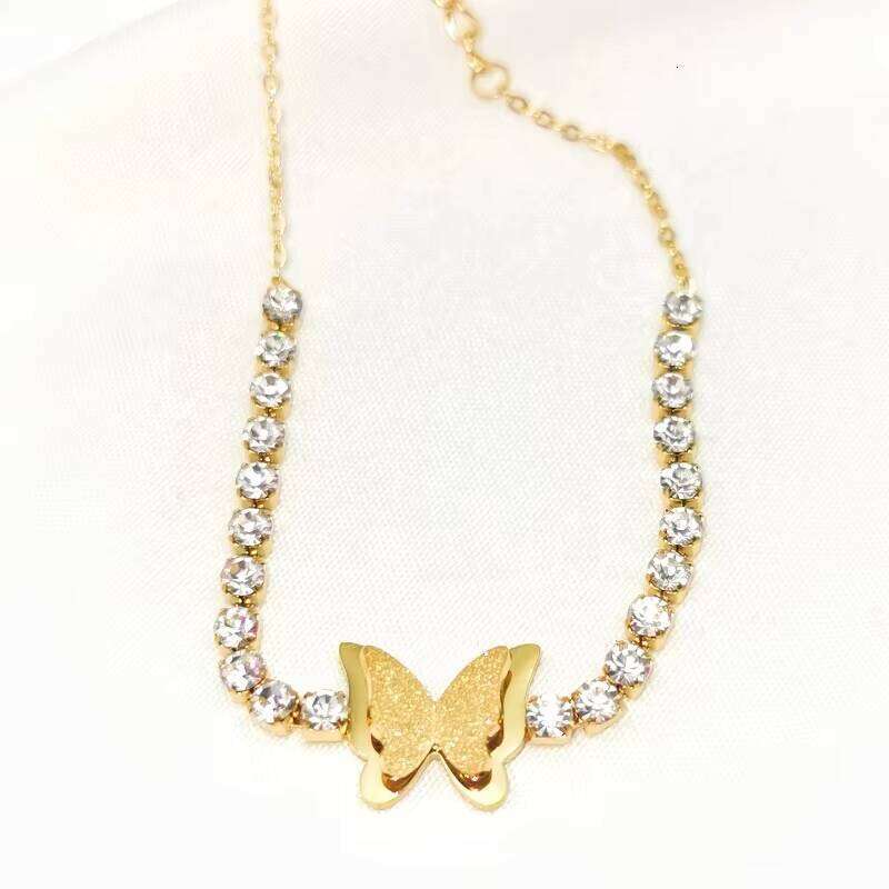 Hot Selling Trendy Hand Jewellery Butterfly Charm Gold Moissanite Tennis Chain Bracelet for Women