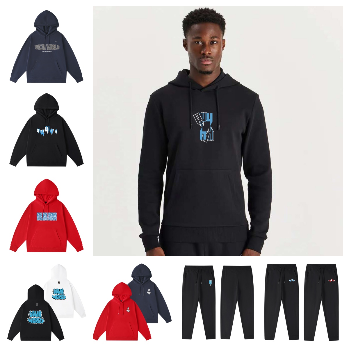 Men's Hoodies Luxurious Design Letter-printed Black White Red And Blue Cotton Warm Sports Suit Sweatshirt A Trendy Hip-hop Loose Casual Sweatshirt For Men And Women